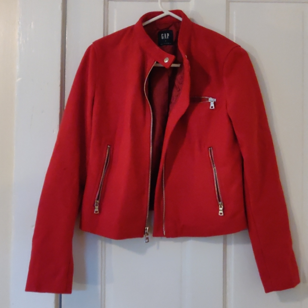 Gap Red Wool Moto Jacket